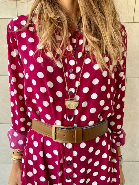 Polka A-Line Shirt Dress