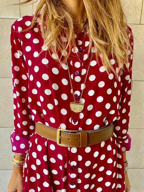 Polka A-Line Shirt Dress