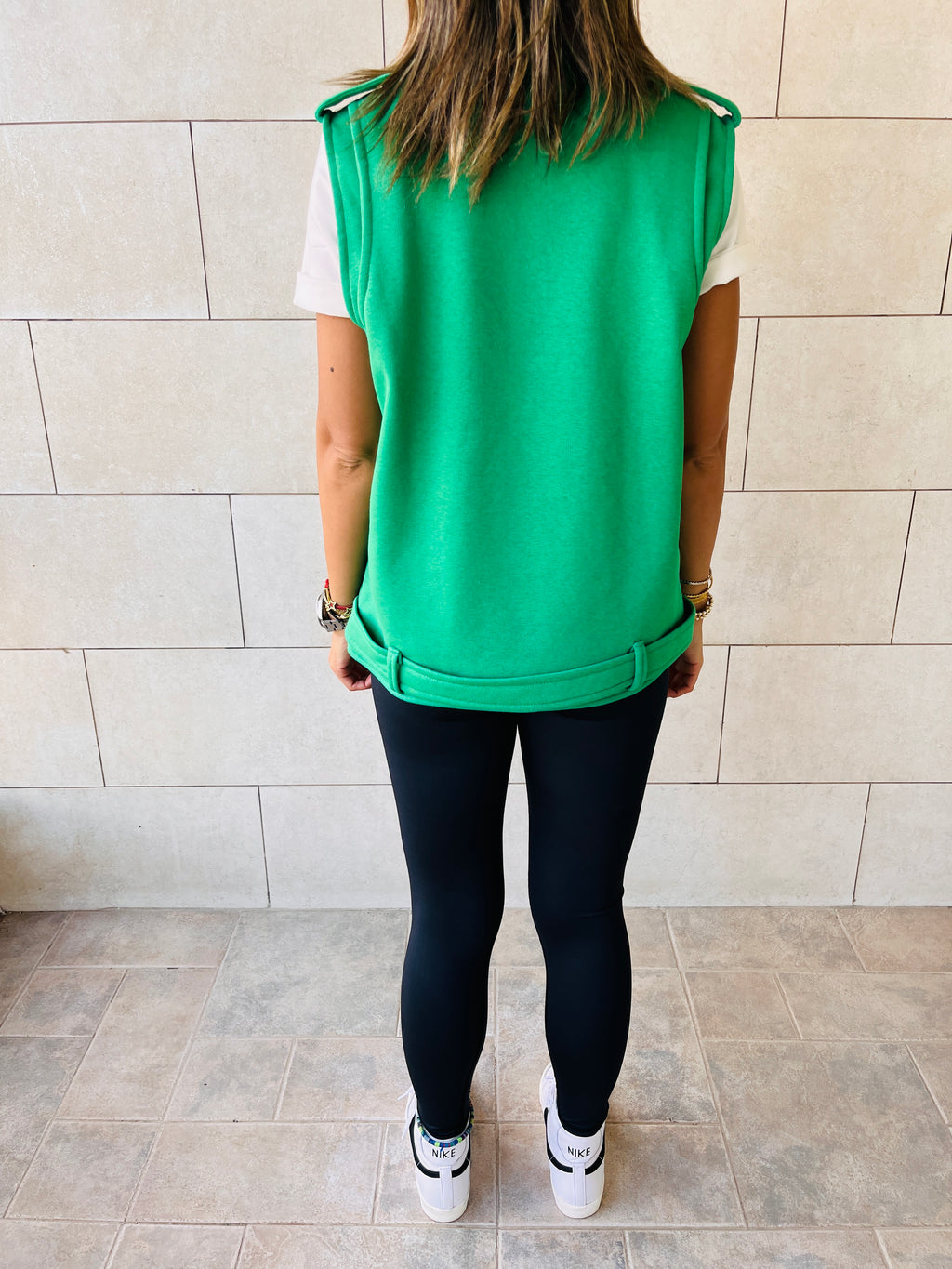 Green Fleece Sweat Biker Vest