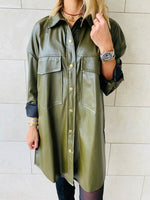 Olive Leather Tie Shirt