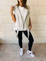 Grey Fleece Sweat Biker Vest