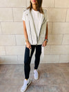 Grey Fleece Sweat Biker Vest