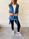 Blue Fleece Sweat Biker Vest