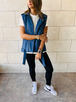 Blue Fleece Sweat Biker Vest