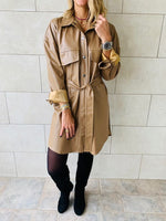 Beige Leather Tie Shirt
