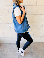 Blue Fleece Sweat Biker Vest