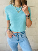 White & Aqua T-shirt Set