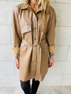 Beige Leather Tie Shirt