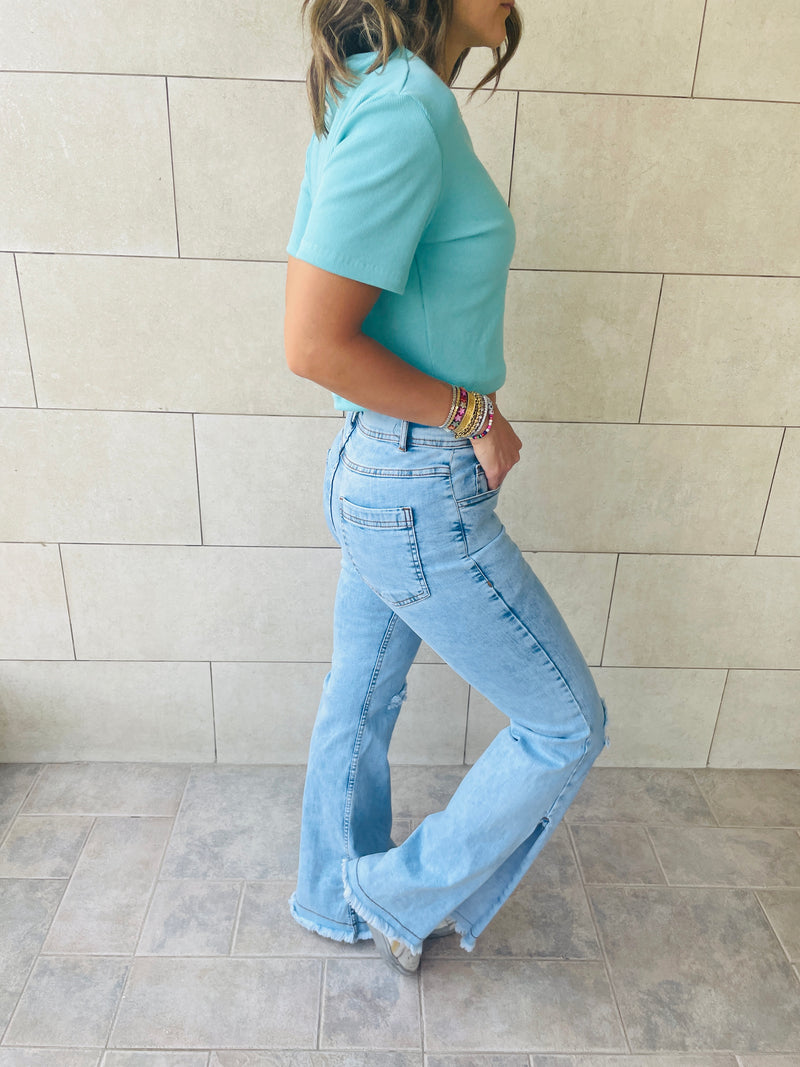 White & Aqua T-shirt Set