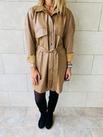 Beige Leather Tie Shirt