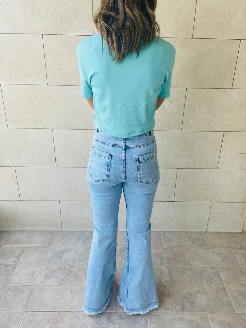 White & Aqua T-shirt Set