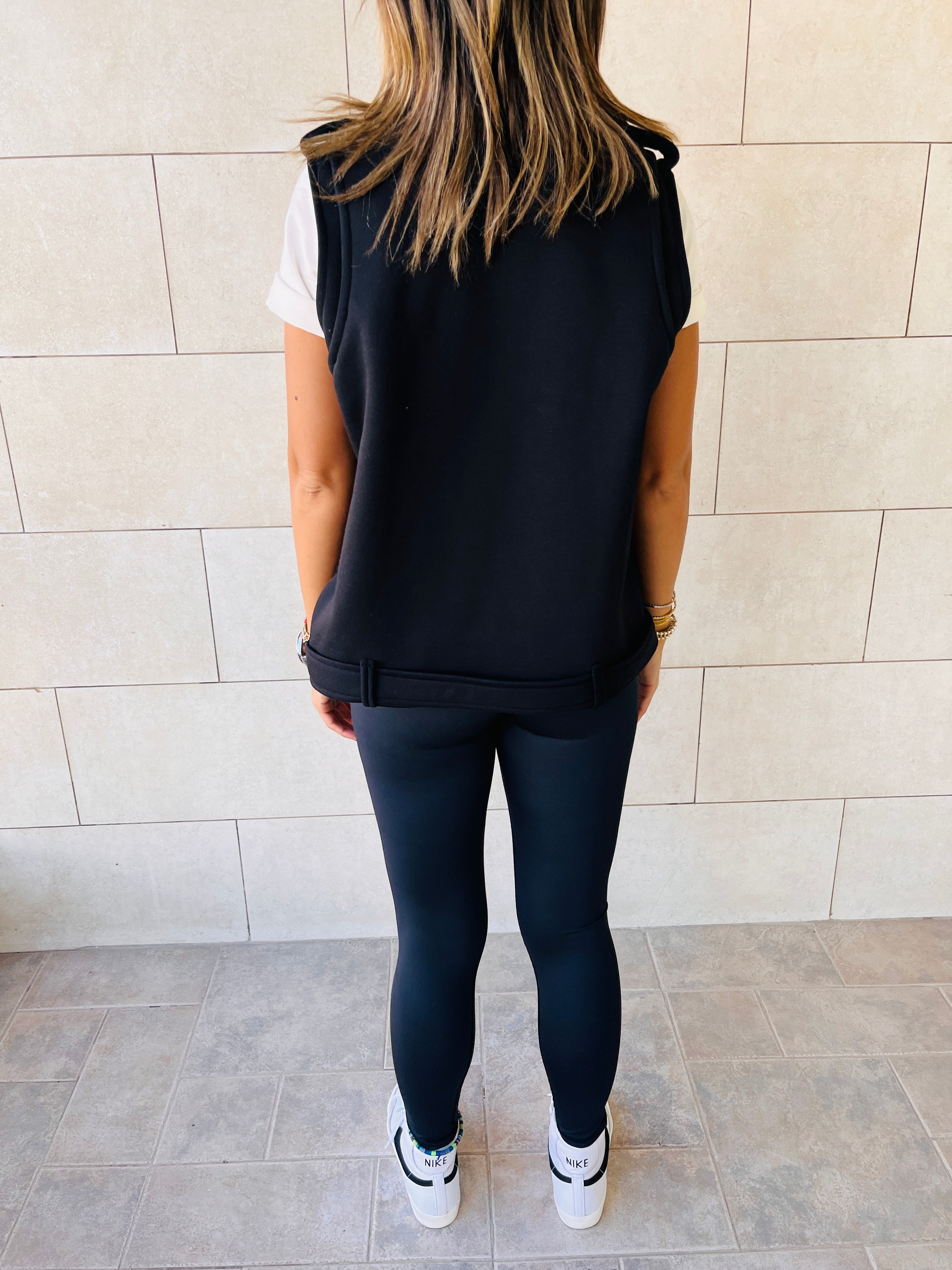 Black Fleece Sweat Biker Vest