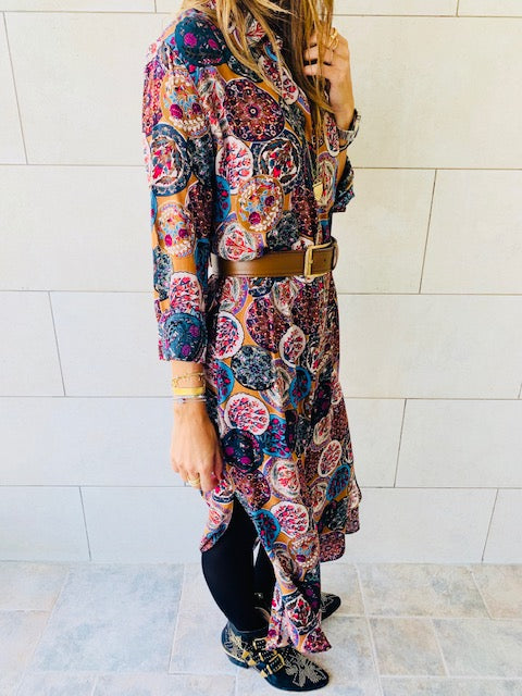 Multi Print Shirt Dress