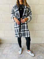 Grey Plaid Hoodie Overshirt