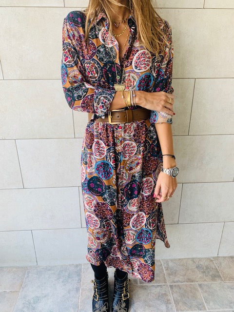Multi Print Shirt Dress