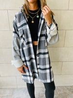 Grey Plaid Hoodie Overshirt