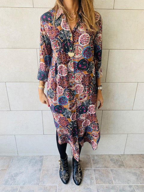 Multi Print Shirt Dress