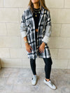 Grey Plaid Hoodie Overshirt