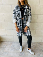 Grey Plaid Hoodie Overshirt