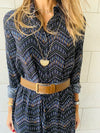 Midnight Chevron Shirt Dress