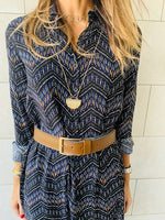 Midnight Chevron Shirt Dress