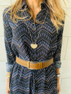 Midnight Chevron Shirt Dress