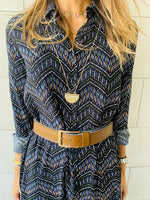 Midnight Chevron Shirt Dress