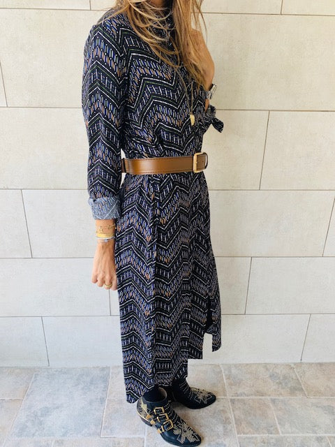 Midnight Chevron Shirt Dress