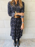 Midnight Chevron Shirt Dress