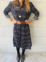 Midnight Chevron Shirt Dress