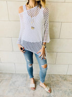 White Asymmetrical Poncho