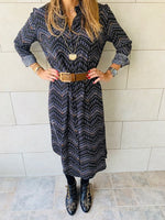 Midnight Chevron Shirt Dress