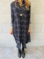 Midnight Chevron Shirt Dress