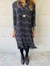 Midnight Chevron Shirt Dress