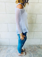 White Asymmetrical Poncho