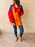 Orange Sired Embroidered Linen Shirt