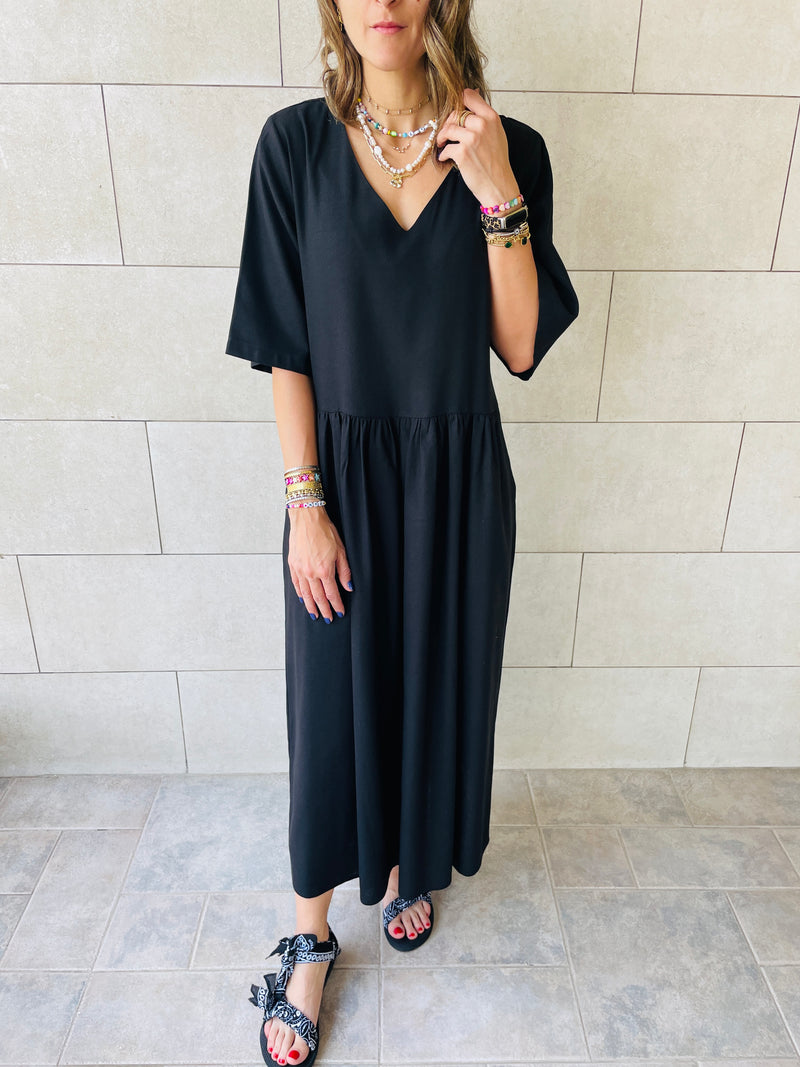 Black Linen City Dress
