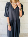 Black Linen City Dress