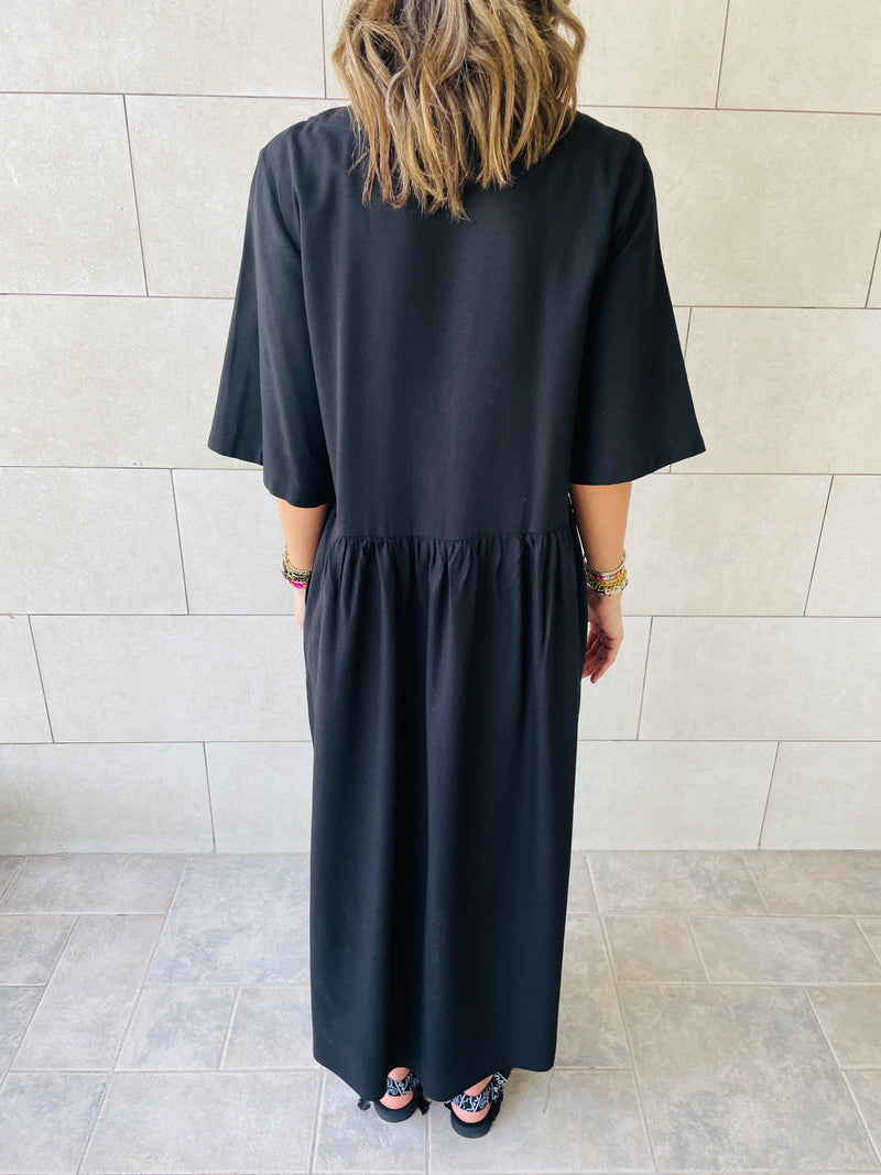 Black Linen City Dress