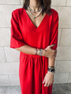 Red Linen City Dress