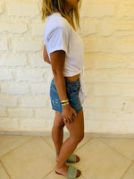 White Padded Shoulder T-shirt