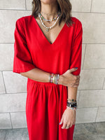Red Linen City Dress