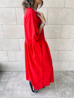 Red Linen City Dress