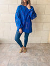 Blue Sired Embroidered Linen Shirt