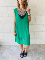 Green Crochet Side Pattern Dress