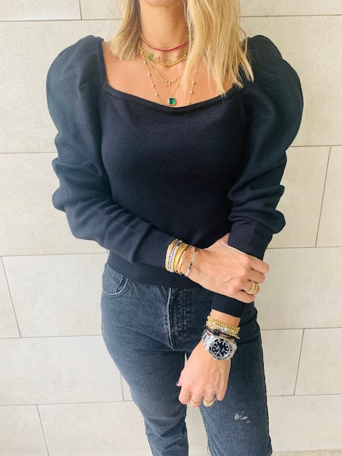 Black Flounce Knit