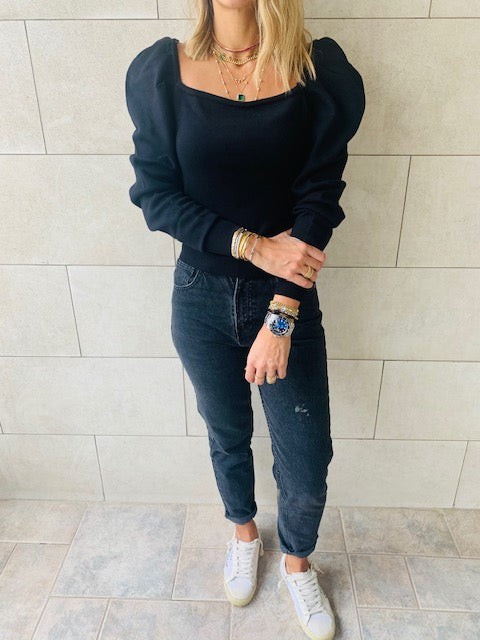 Black Flounce Knit