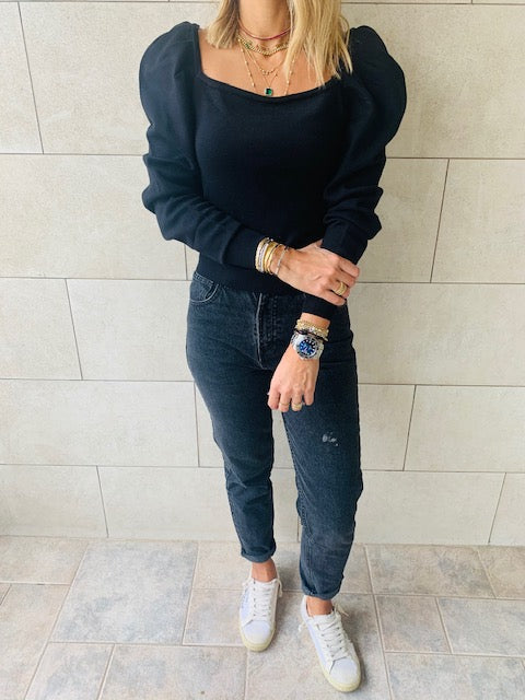 Black Flounce Knit