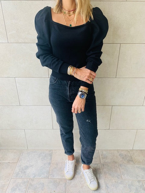 Black Flounce Knit
