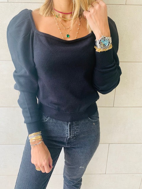 Black Flounce Knit
